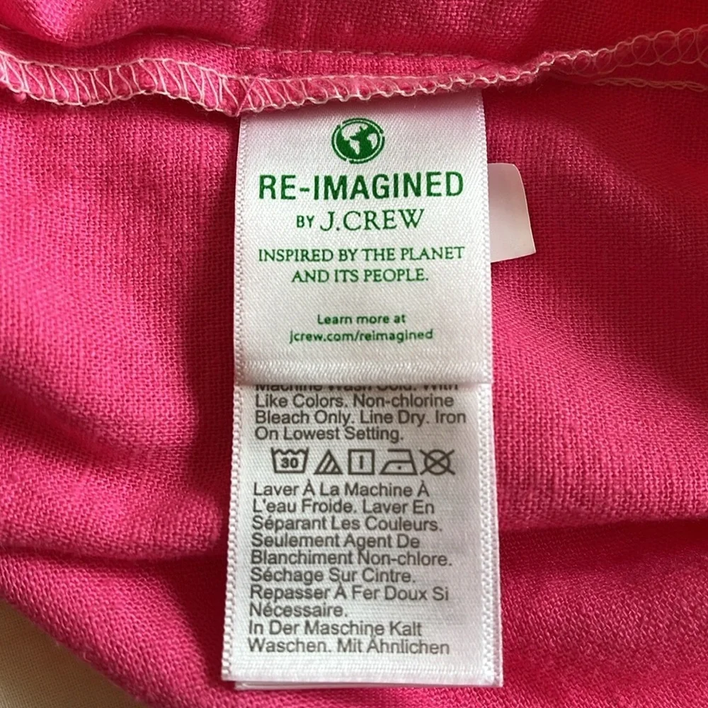 J. Crew Linen Dress Pink Tiered Ruffle Sleeveless Womens 4 Pockets Flowy Cottage